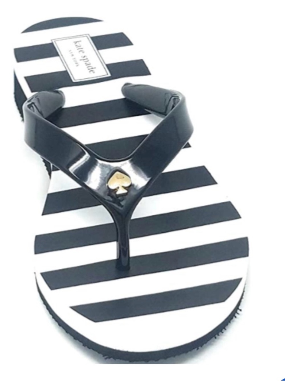 Kate Spade Milli Women’s Wedge Thongs Black/White Striped Sandals Size: 7M